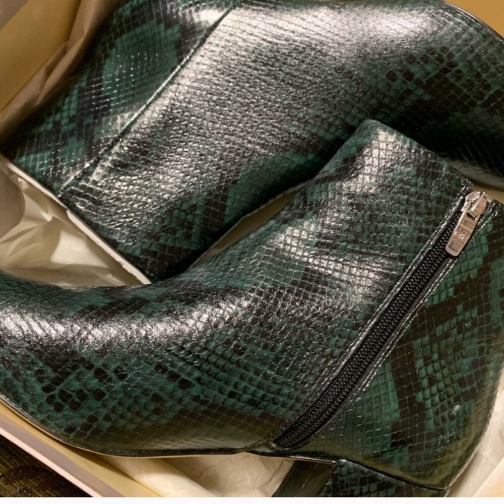 Marc Fisher Jelly Block Heel Snakeskin Booties